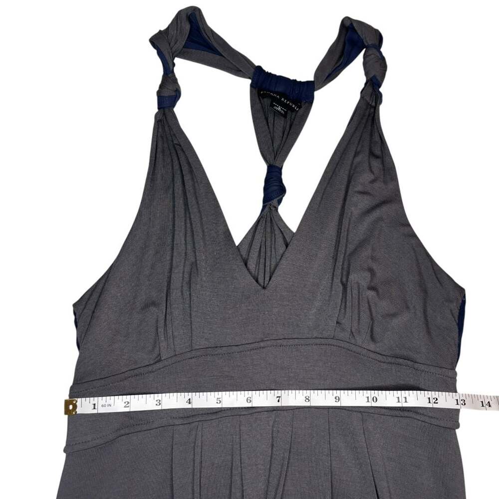 Banana Republic Grey Navy Blue Stretch Knit Halter Maxi Dress - Picture 5 of 7